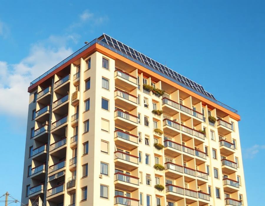 Prédio residencial com energia solar